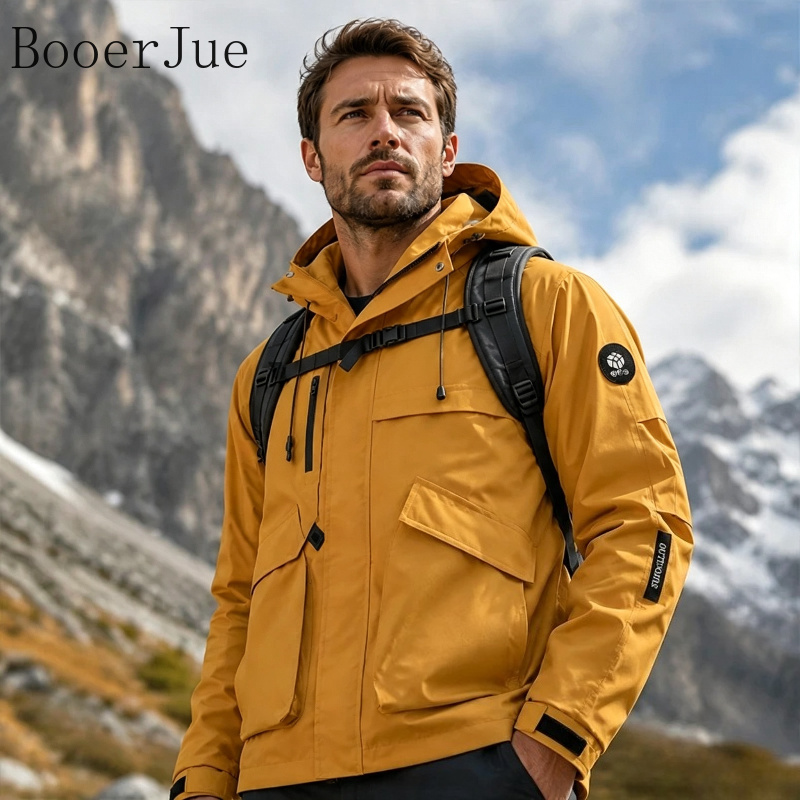 Outdoor Camping Jacket - Men's Waterproof Hiking Jacket Softshell Hooded