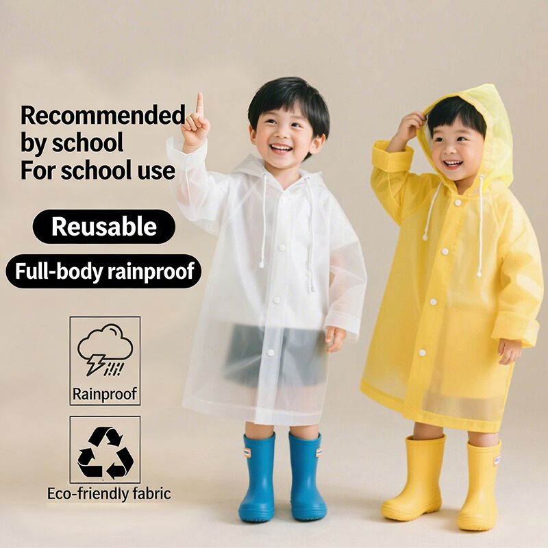 Camping Rain Poncho - Disposable Raincoat for Kids EVA Long