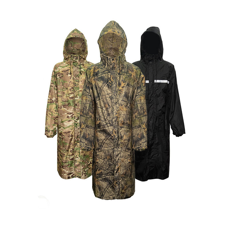 Camping Rain Poncho - Camouflage Long Raincoat for Men Tactics