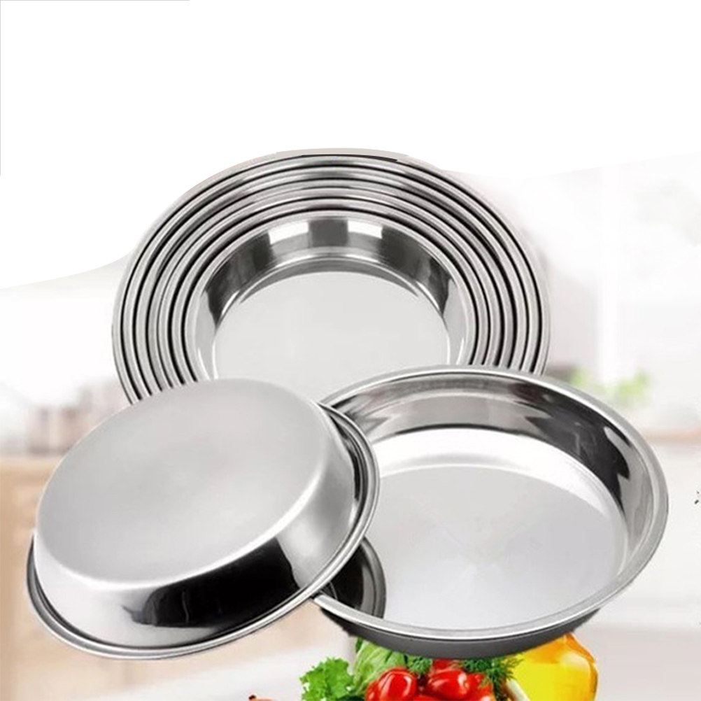 Outdoor Indoor Camping - Premium Stainless Steel Round Flat Plate