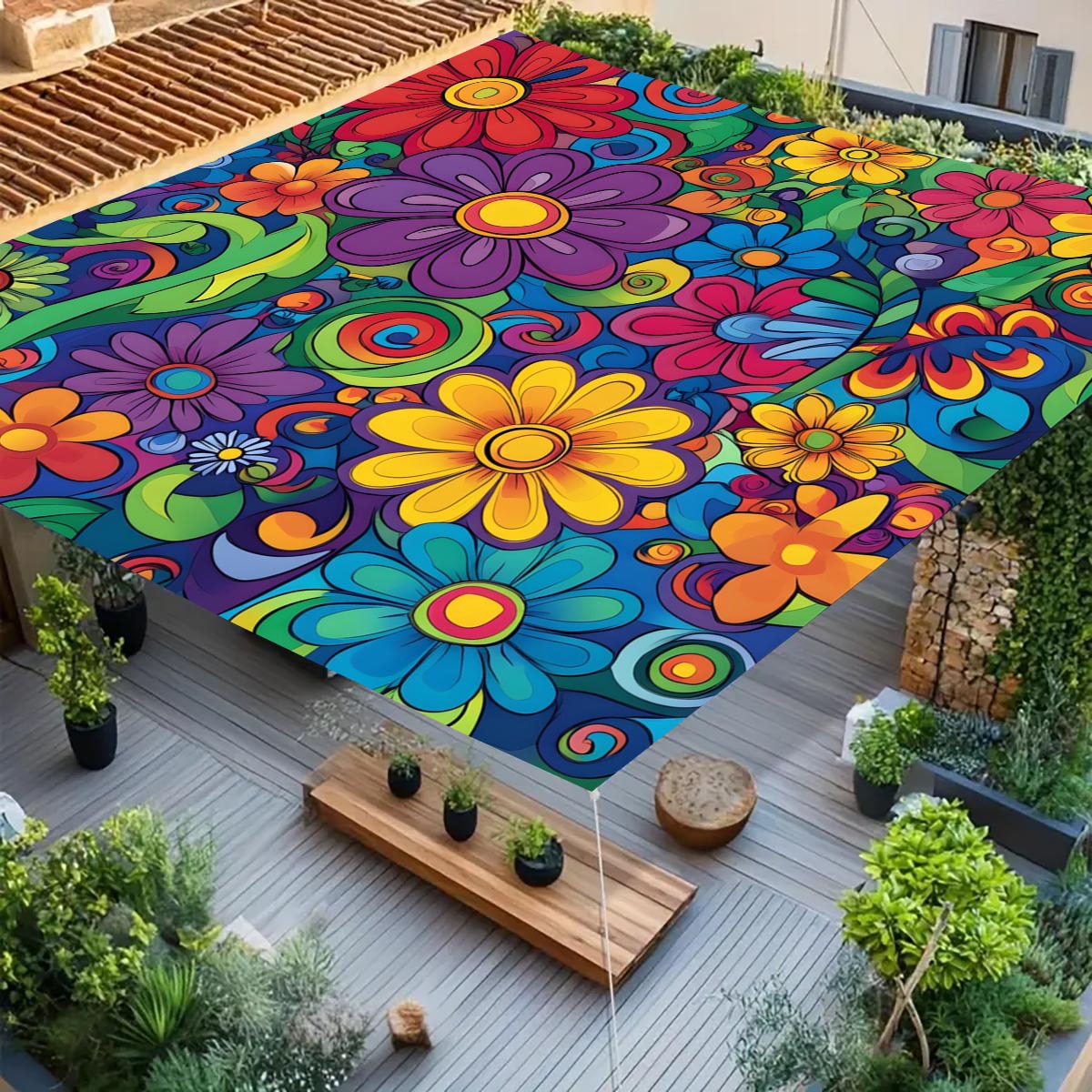 Color Flower Camping Sunshade  - Outdoor Camping Tarp review and price