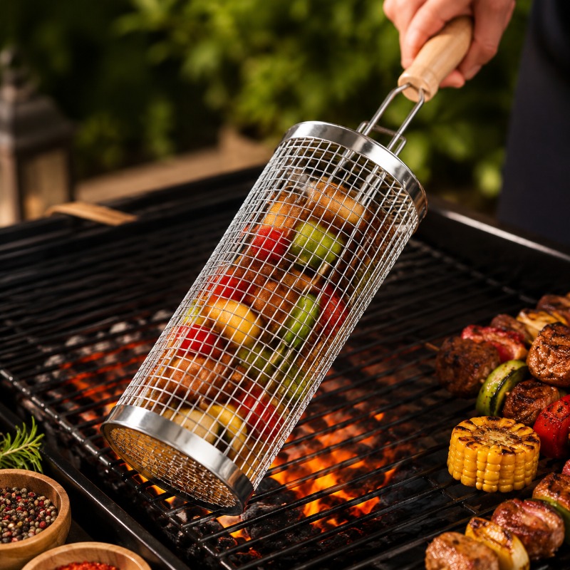 Round Barbecue Grill Basket Se - Outdoor Camping Essentials review and price