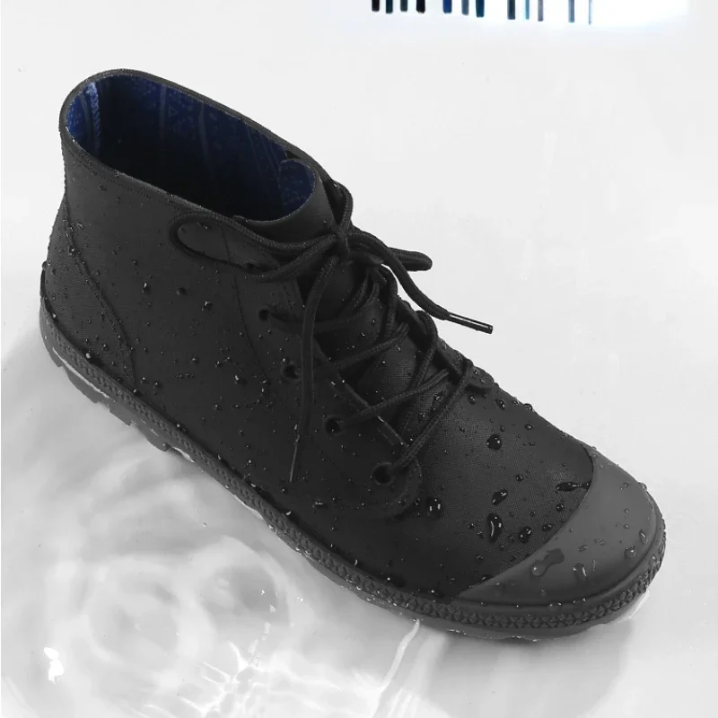 Winter Men Rain Boots Lace-up  - Outdoor Camping In Winter review and price